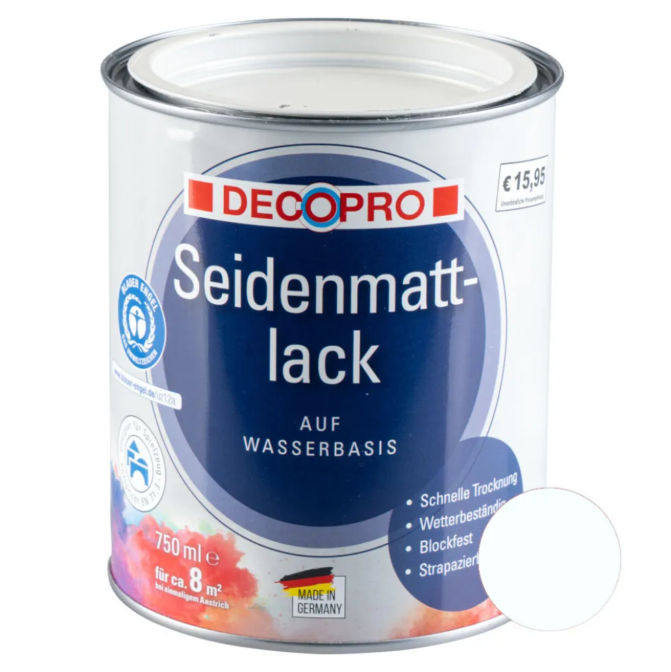 DECOPRO Acryl reinweiß Seidenmattlack 750ml