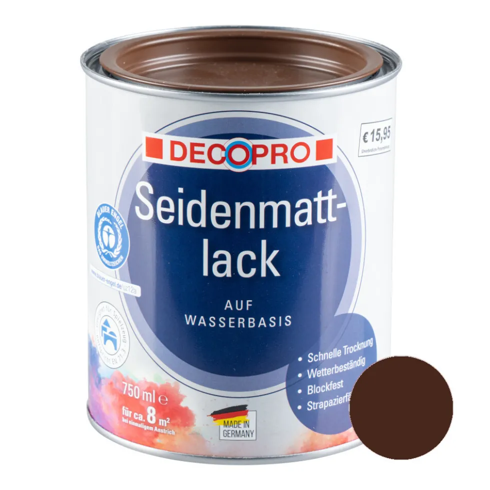 DECOPRO Acryl Seidenmattlack nussbraun RAL 8011 für innen und außen