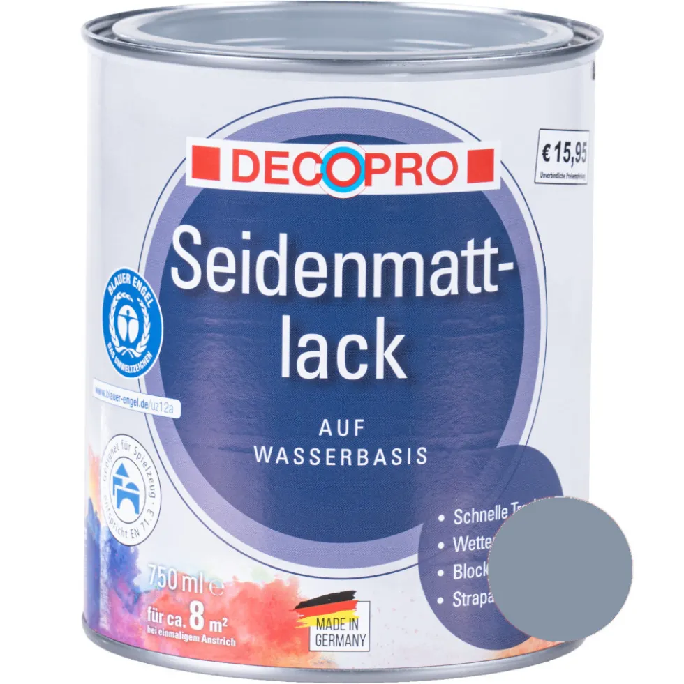 DECOPRO Acryl silbergrau Seidenmattlack 750 ml