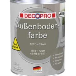 DECOPRO Außenbodenfarbe 2,5 Liter Betongrau seidenmatt