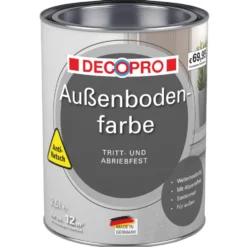 DECOPRO Außenbodenfarbe 2,5 Liter ml in Silbergrau, seidenmatt