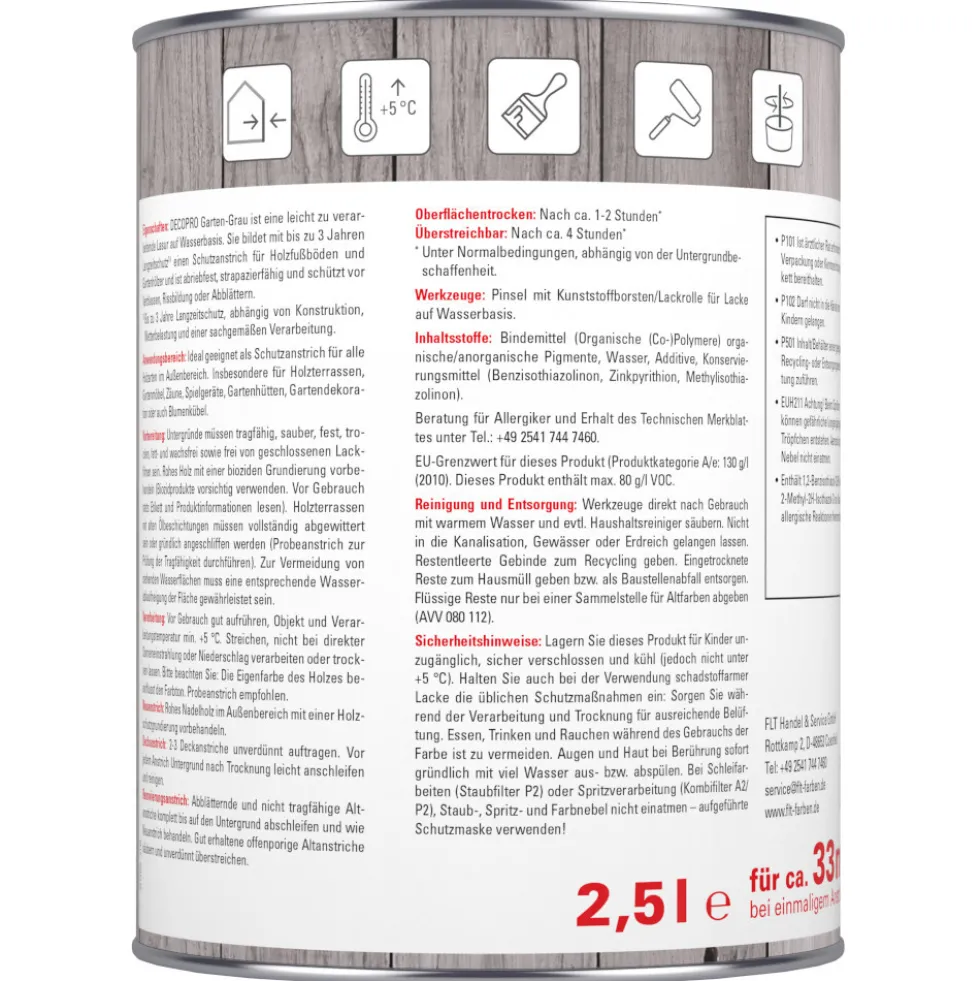DECOPRO Garten-Grau 2,5 Liter in Grau, matt