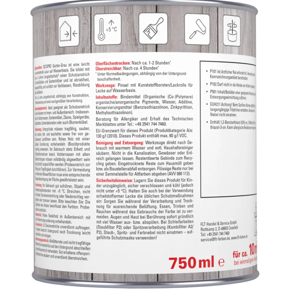DECOPRO Garten-Grau 750 ml in Grau, matt
