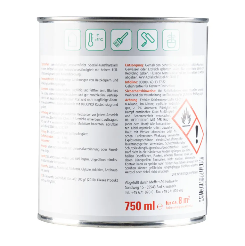 DECOPRO Heizkörperlack 750 ml weiß hochglänzend