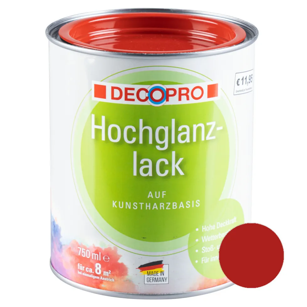 DECOPRO Hochglanzlack feuerrot RAL 3000 für innen und außen