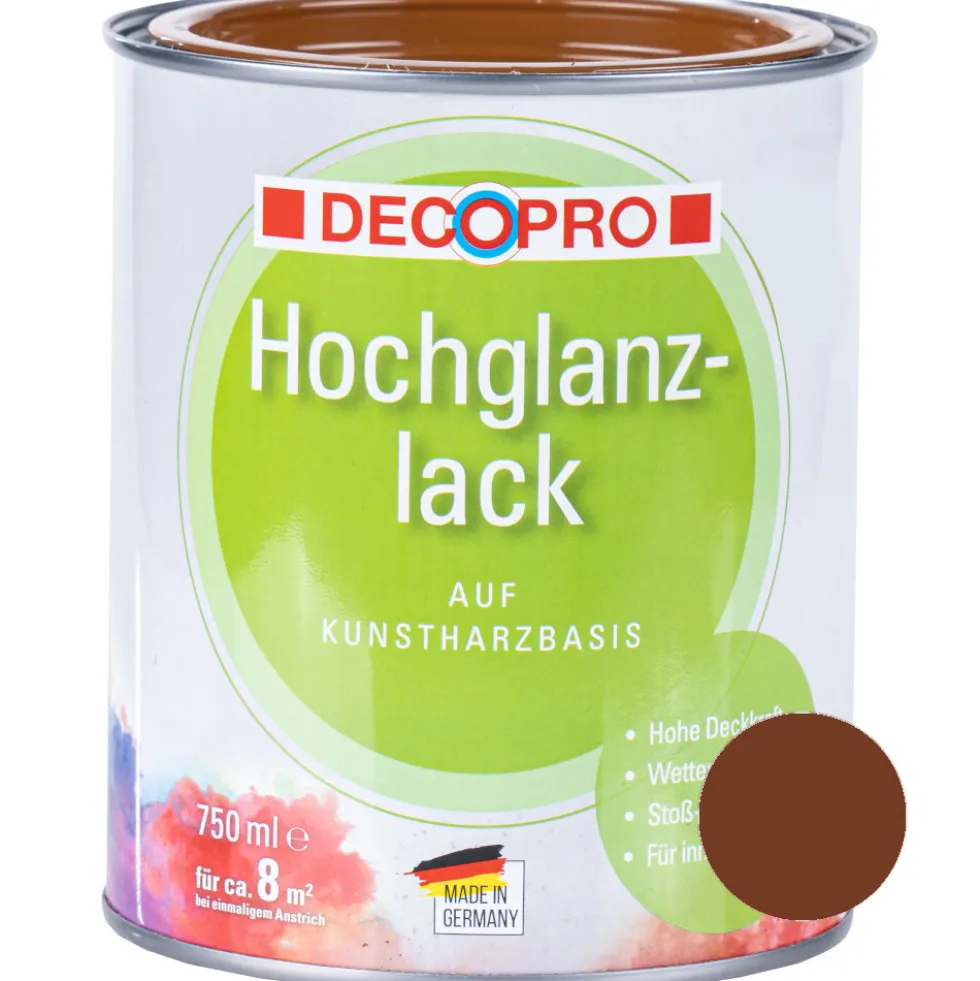 DECOPRO Hochglanzlack lehmbraun RAL 8003 für innen und außen
