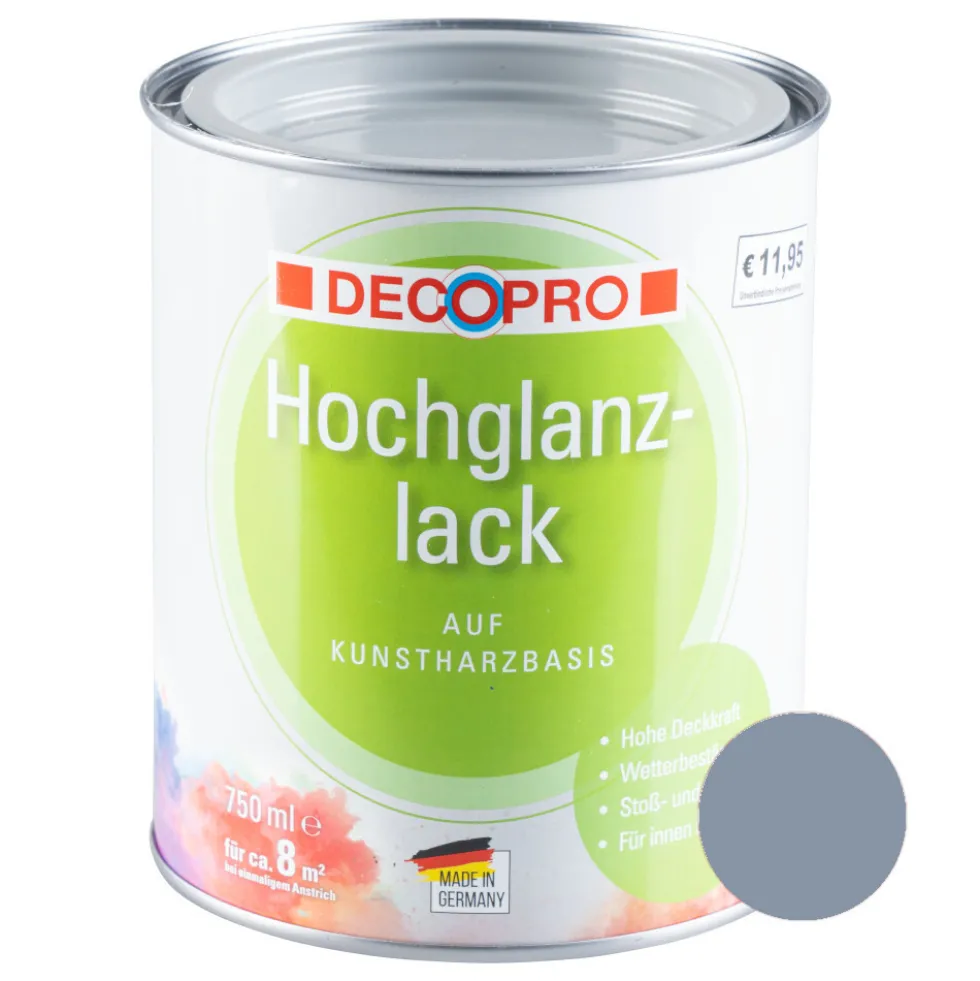 DECOPRO Hochglanzlack 750 ml silbergrau