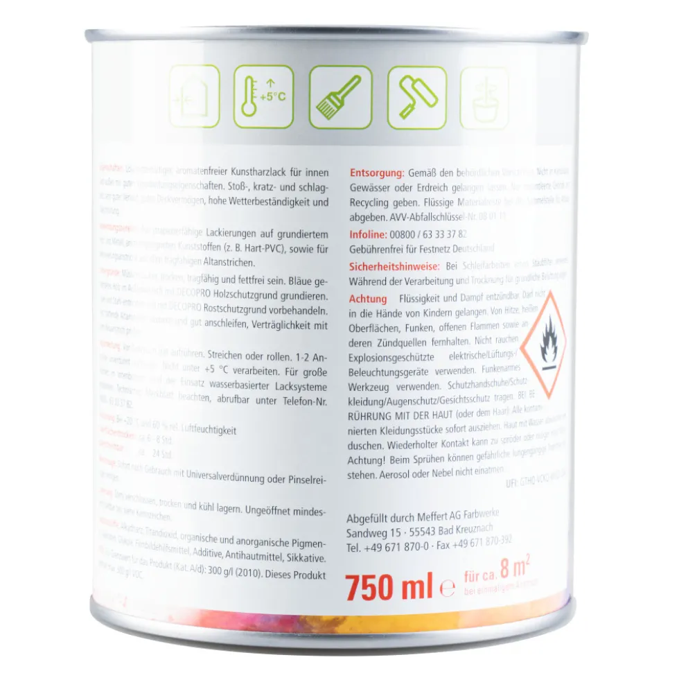 DECOPRO Hochglanzlack reinweiß RAL 9010 für innen und außen