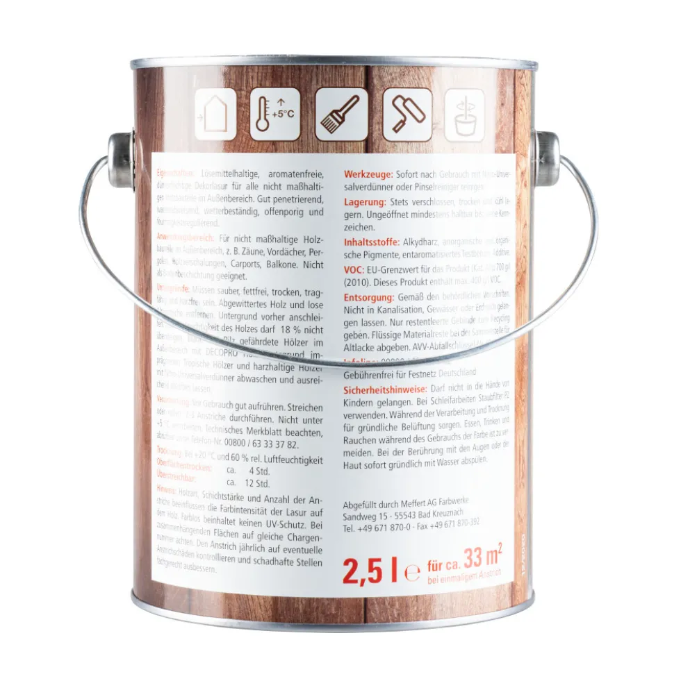 DECOPRO Holz-Schutzlasur ebenholz seidenglänzend 2,5 Liter