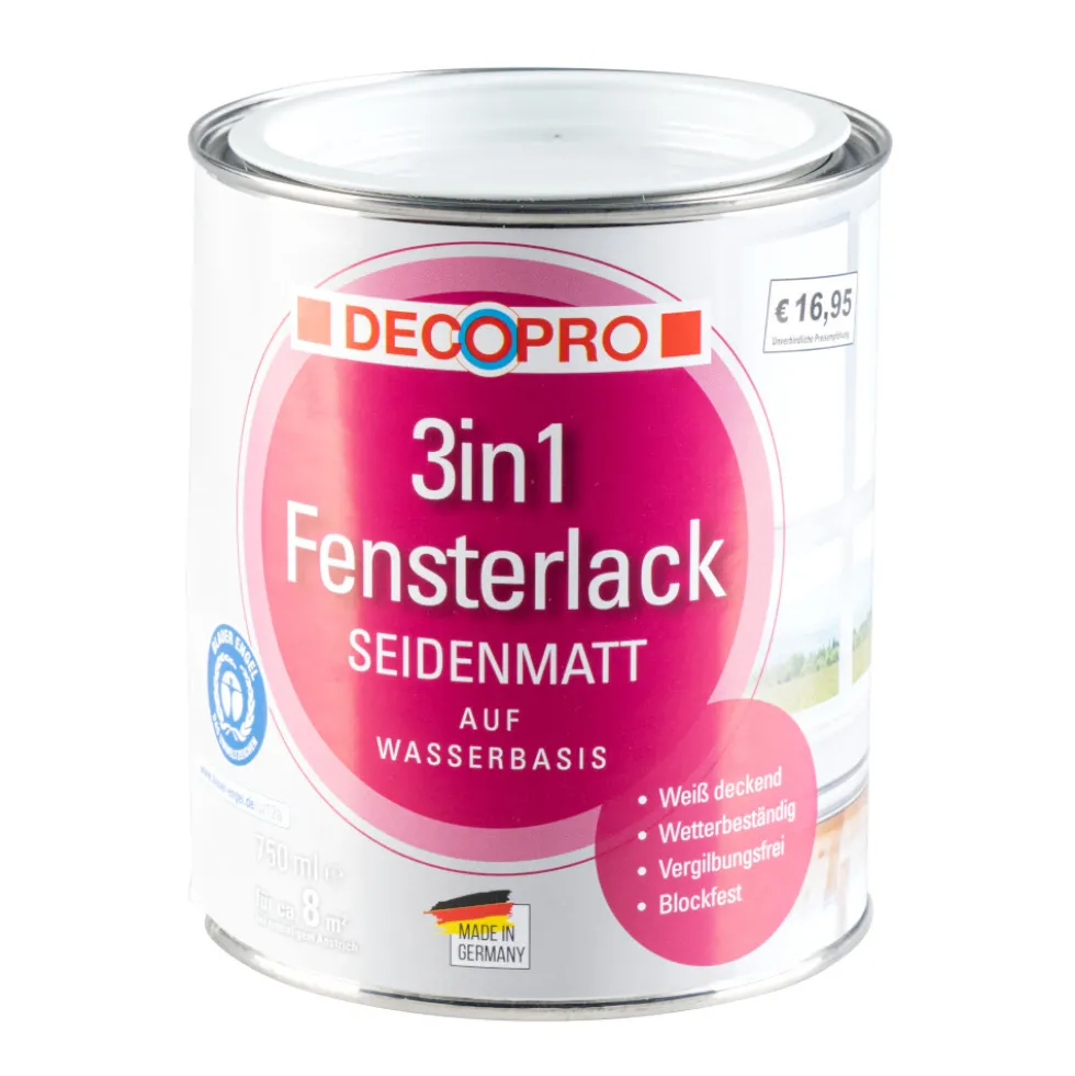DECOPRO 3in1 Fensterlack 750 ml weiß seidenmatt