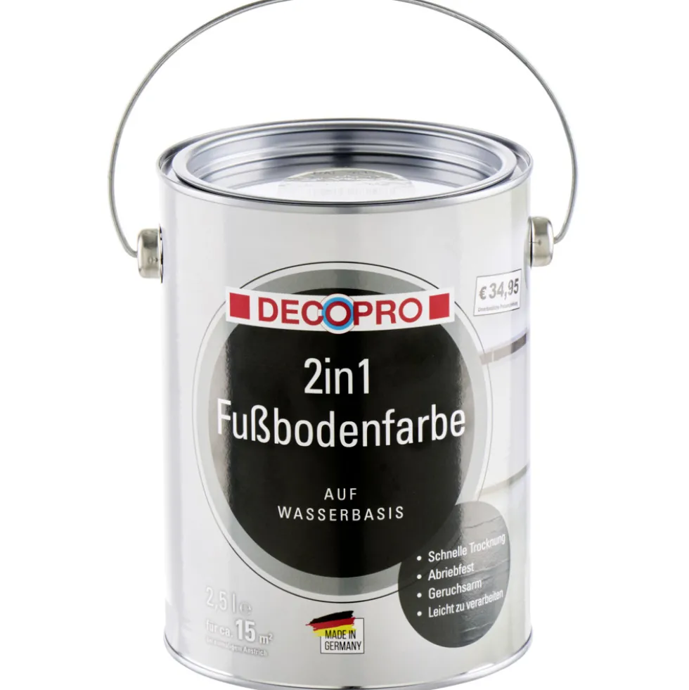 DECOPRO 2in1 Fußbodenfarbe 2,5 Liter in Kieselgrau