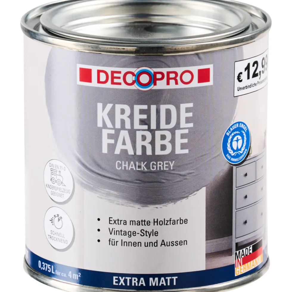 DECOPRO Kreidefarbe 375 ml chalk grey, matt