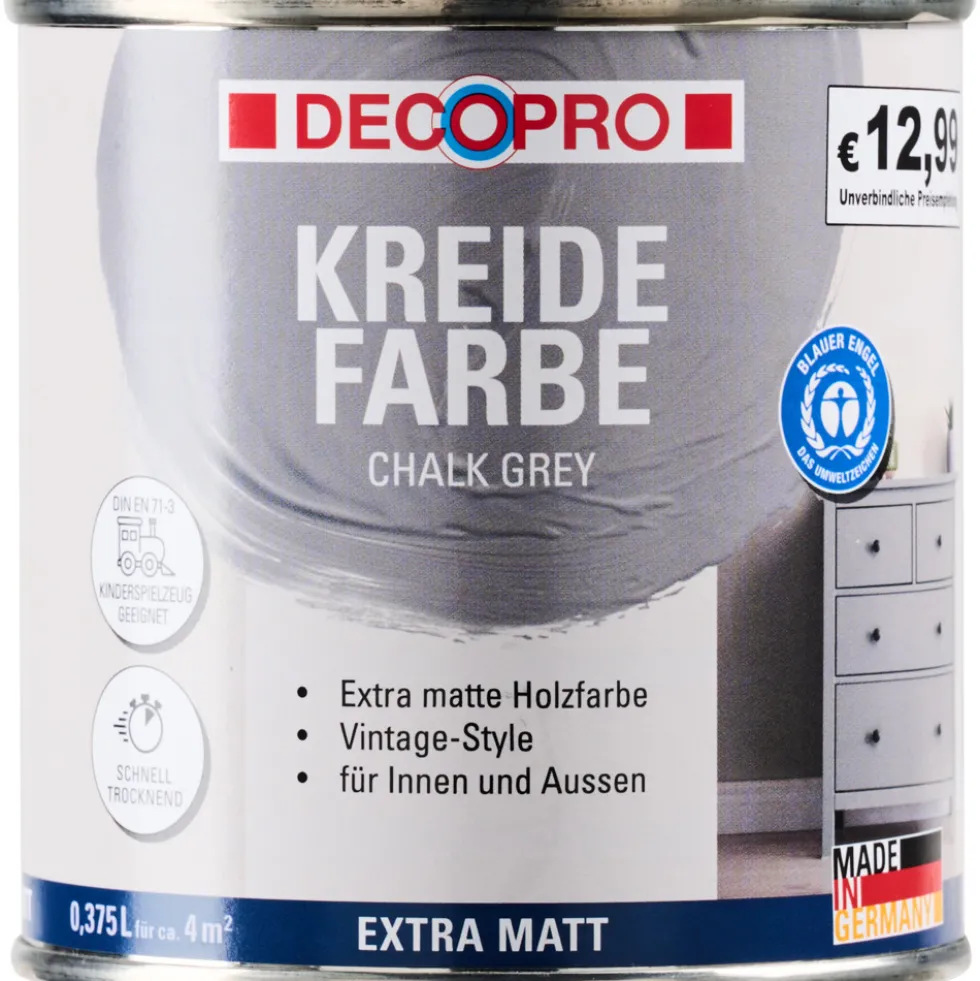 DECOPRO Kreidefarbe 375 ml chalk grey, matt