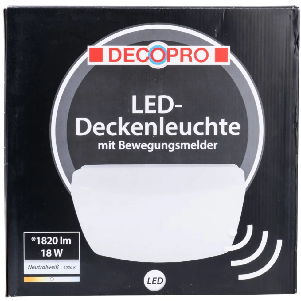 DECOPRO LED-Wand- und Deckenleuchte neutralweiß mit Bewegungsmelder