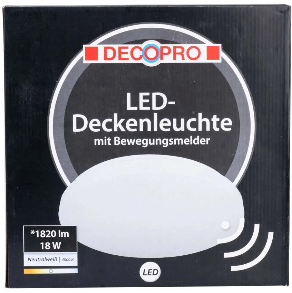 DECOPRO LED-Wand- und Deckenleuchte Ø 31 cm mit Bewegungsmelder