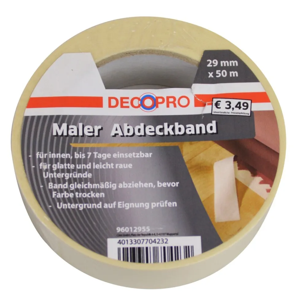 DECOPRO Maler Abdeckband 29 mm, Länge 50 m