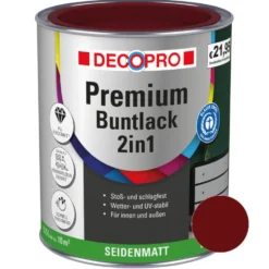 DECOPRO Premium 2in1 Buntlack 750 ml purpurrot, seidenmatt RAL 3004