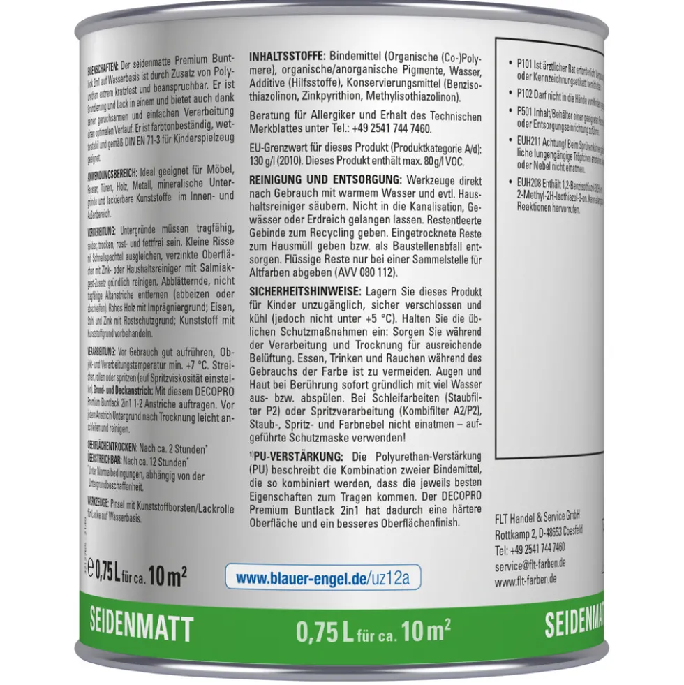 DECOPRO Premium 2in1 Buntlack 750 ml tiefenschwarz, seidenmatt