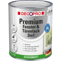 DECOPRO Premium 3in1 Fenster & Türenlack 750 ml in Weiß, seidenmatt