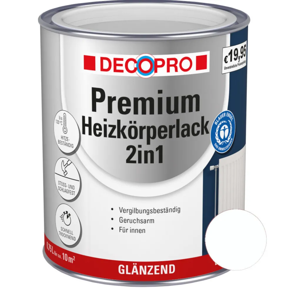 DECOPRO Premium 2in1 Heizkörperlack 750 ml in Weiß, glänzend