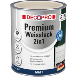 DECOPRO Premium 2in1 Weißlack 750 ml in Cremeweiß, matt RAL 9001