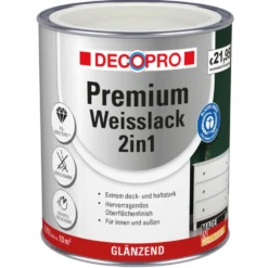 DECOPRO Premium 2in1 Weißlack 750 ml signalweiß, glänzend RAL 9001