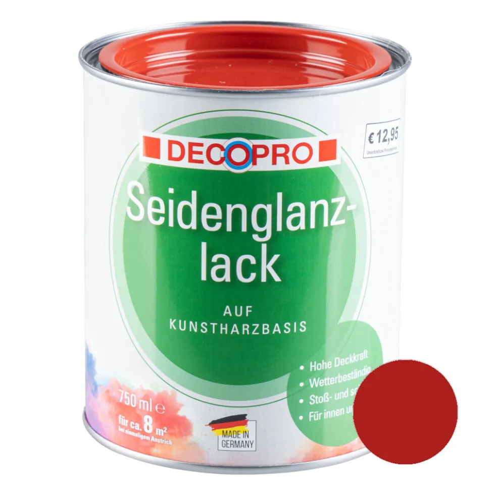 DECOPRO Seidenglanzlack feuerrot RAL 3000 für innen und außen