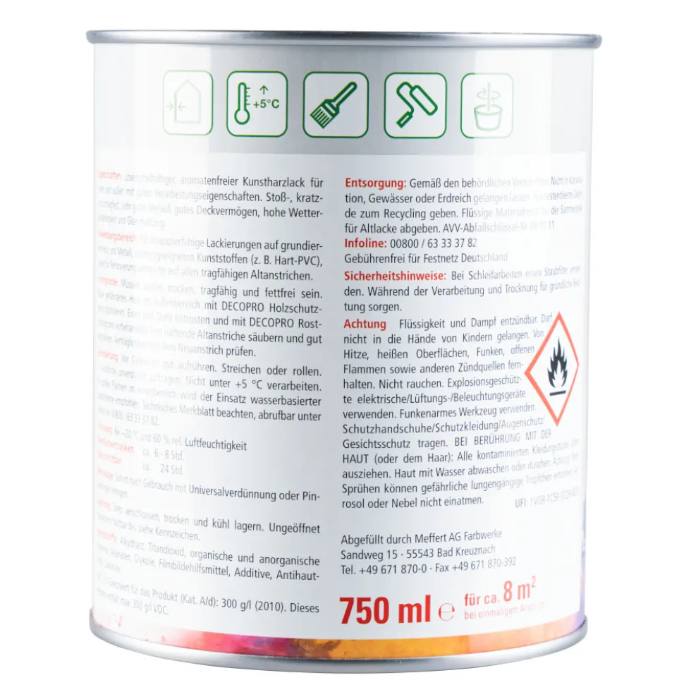 DECOPRO Seidenglanzlack feuerrot RAL 3000 für innen und außen