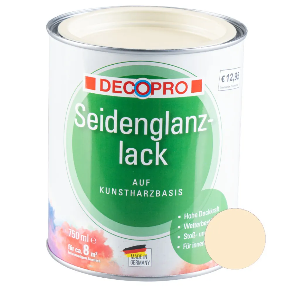 DECOPRO Seidenglanzlack hellelfenbein RAL 1015 für innen und außen