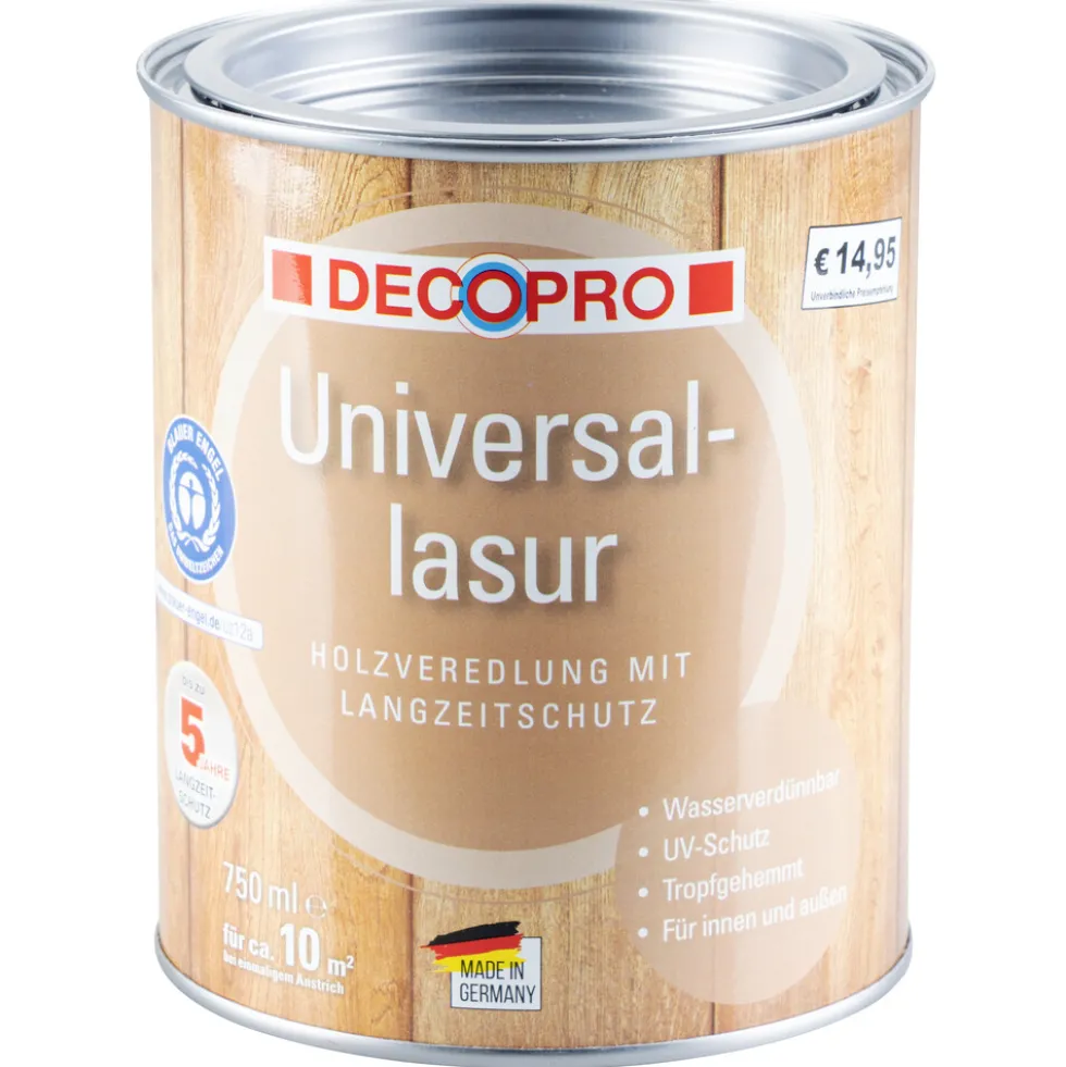 DECOPRO Universal-Lasur seidenglänzend in nussbaum für innen und außen