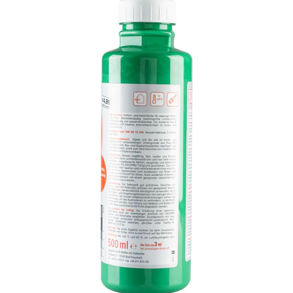 DECOPRO Vollton und Abtönfarbe 500 ml grün innen und außen