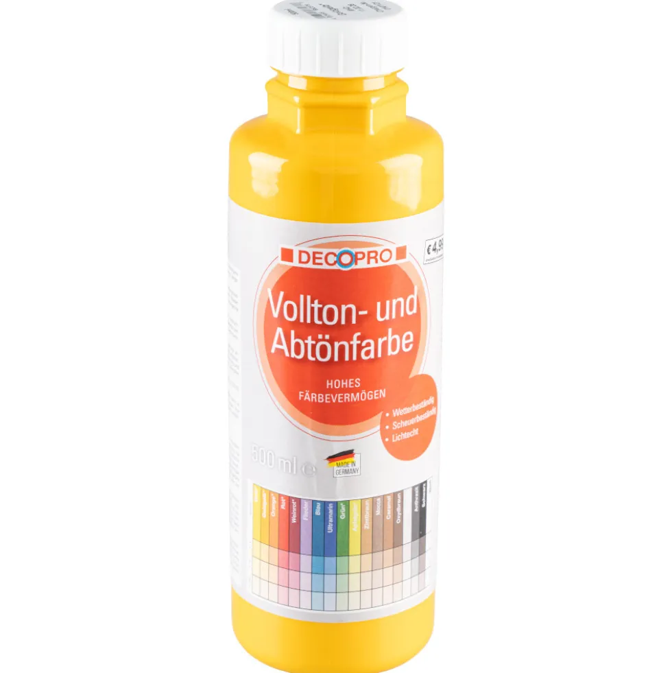 DECOPRO Vollton und Abtönfarbe 500 ml goldgelb innen und außen