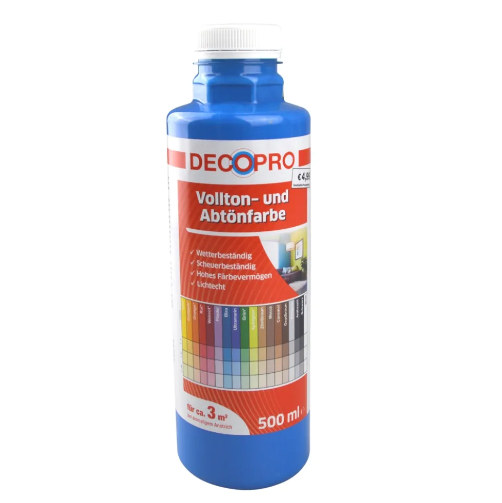 DECOPRO Vollton und Abtönfarbe 500 ml ultramarin innen und außen