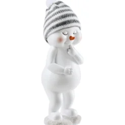 Dekofigur Schneemann 21 cm aus Polyresin mit Strickmütze