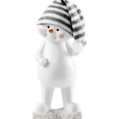 Dekofigur Schneemann 21 cm aus Polyresin mit Strickmütze