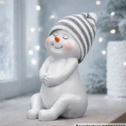 Dekofigur Schneemann mit Strickmütze ca. 13 cm Polyresin Designauswahl