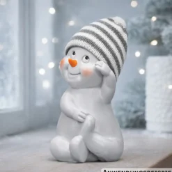 Dekofigur Schneemann mit Strickmütze ca. 13 cm Polyresin Designauswahl