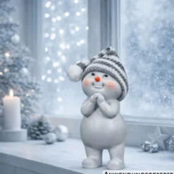 Dekofigur Schneemann mit Strickmütze Polyresin Designauswahl