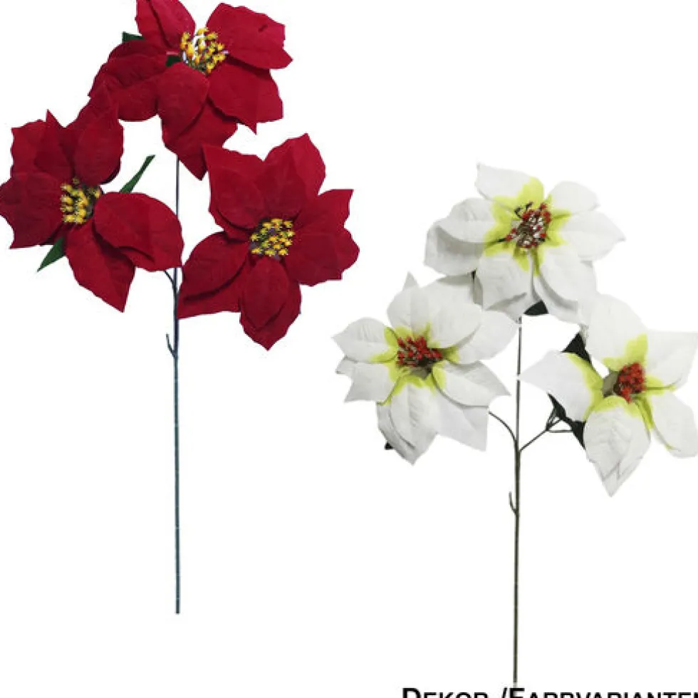 Deko-Weihnachtsstern mit 3 Blüten 57 cm - sortiert