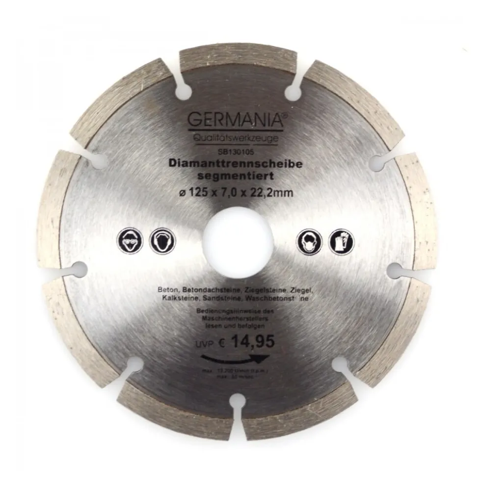 Diamanttrennscheibe 125x2,0x22,2mm segmentiert Beton Ziegeln Sandsteine