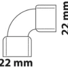 Doppel-Bogenmuffe 90° Kupfer-Lötfitting 22 mm - Nr. 5002a