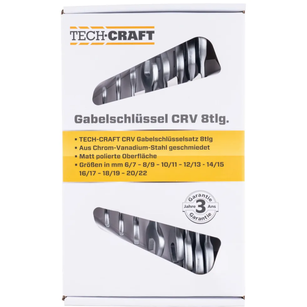 Doppel-Gabelschlüssel Set 8-teilig aus CV-Stahl
