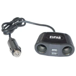 Doppelsteckdose 12V mit Kabel und 2 x USB-Anschluß 2 A