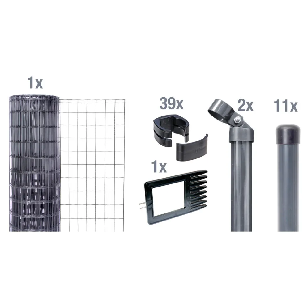 Drahtzaun-Set Fix-Clip Pro® anthrazit 25 m x 81 cm