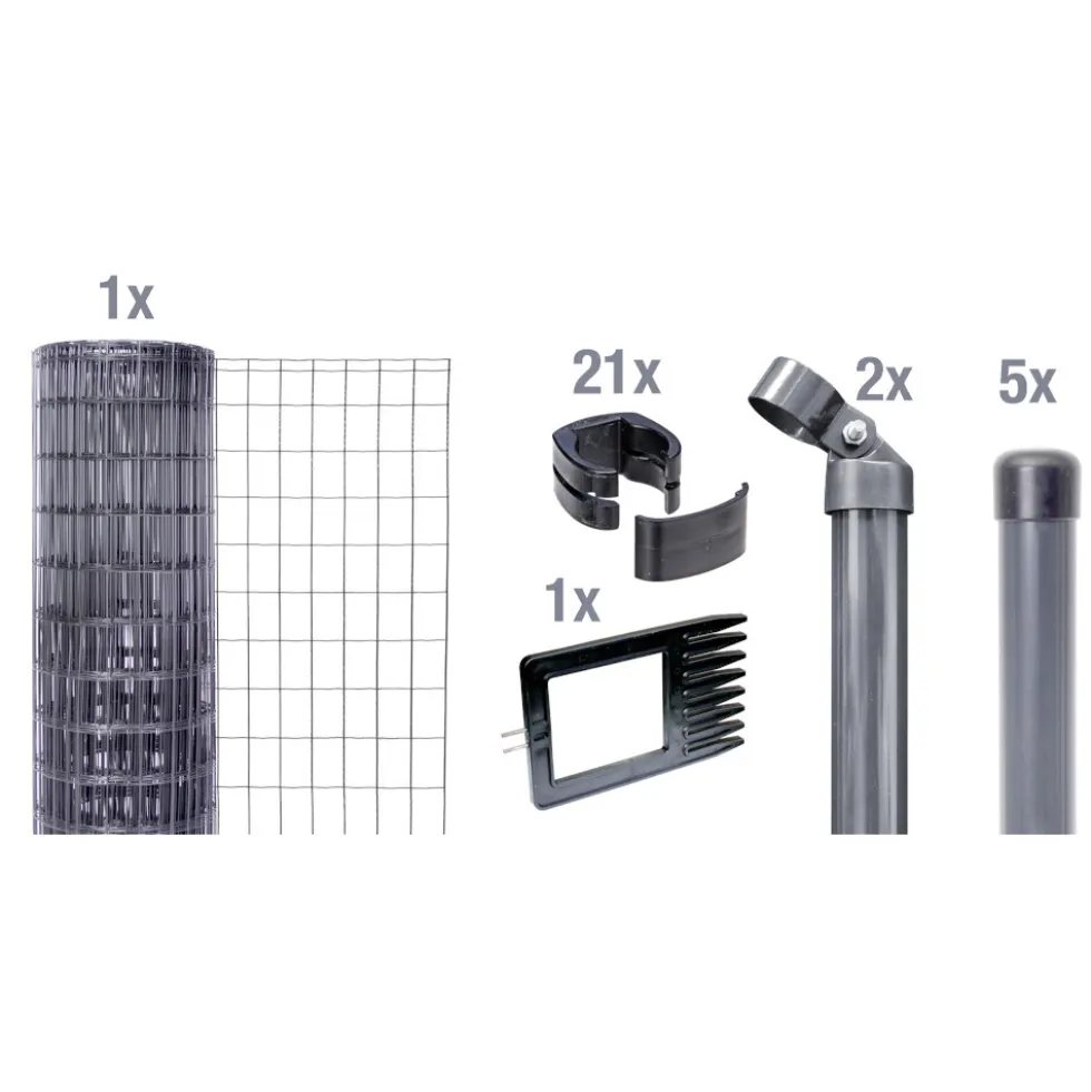 Drahtzaun-Set Fix-Clip Pro® anthrazit 10 m x 153 cm
