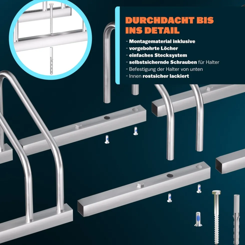 Dreifach-Fahrradständer Boden- und Wandmontage, Metall