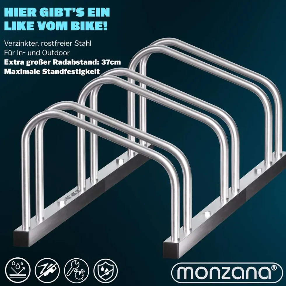 Dreifach-Fahrradständer Boden- und Wandmontage, Metall