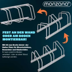 Dreifach-Fahrradständer Boden- und Wandmontage, Metall