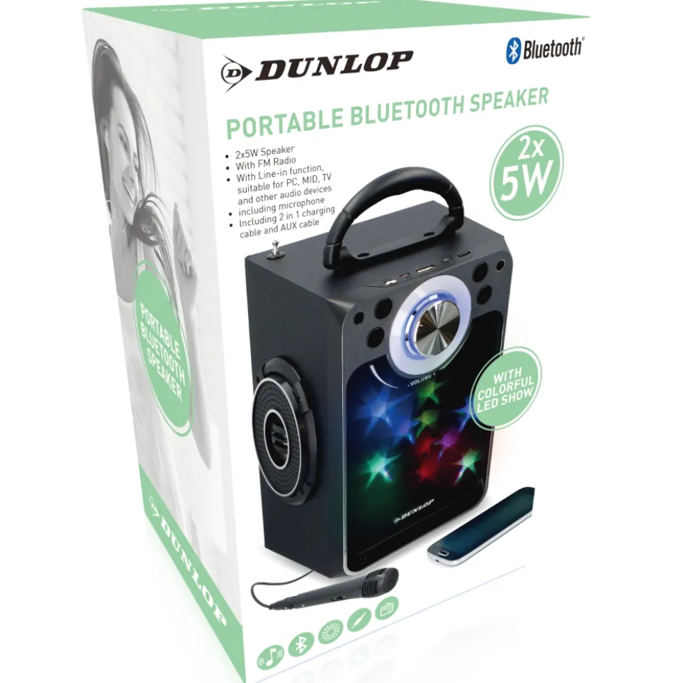 Dunlop Bluetooth-Lautsprecher 2x5 Watt - mit Mikrofon