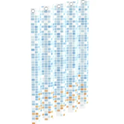 Duschvorhang Mosaik Blau/Orange